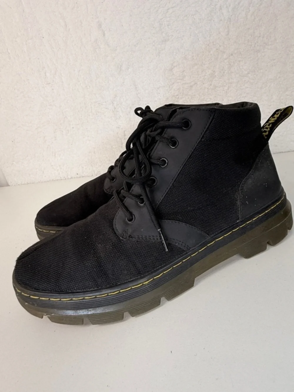 Dr Martens Bonny Boots Black Canvas Lace Up Chunky Sole Mens 11 Doc Martins